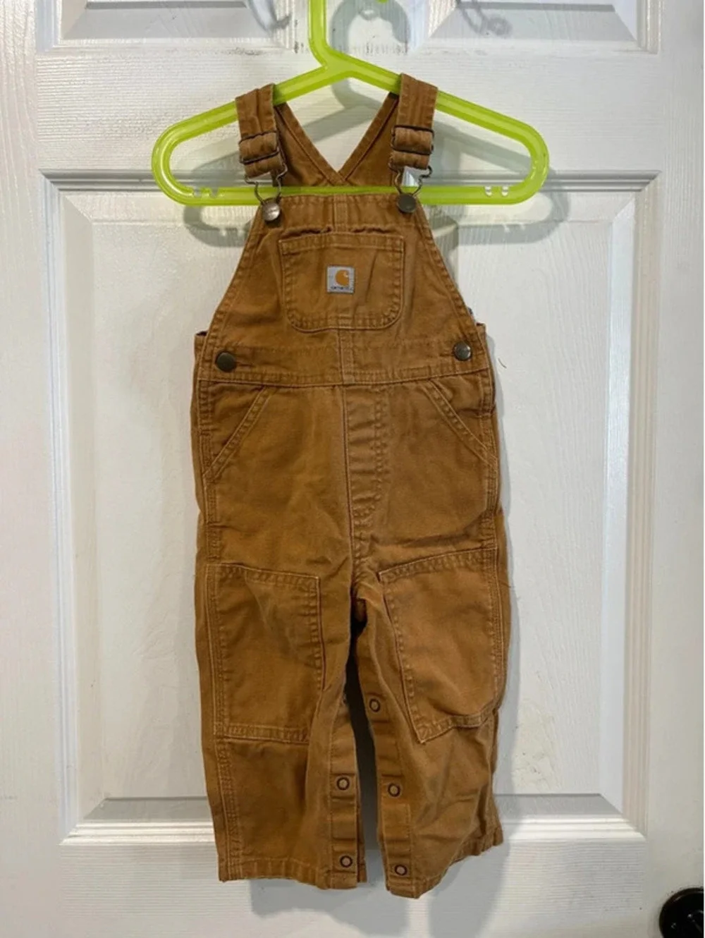 Carhartt Bib Overalls Toddler 18 Months Brown Duck Canvas Flannel Lined